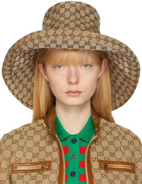 gucci hat beach|gg canvas wide brim hat.